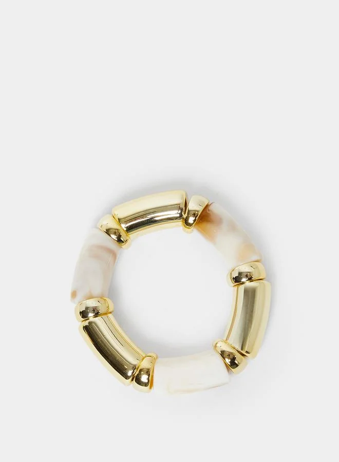 Styli  Gold Tone and Marble Effect Stretch Bracelet for Women | Best Price UAE